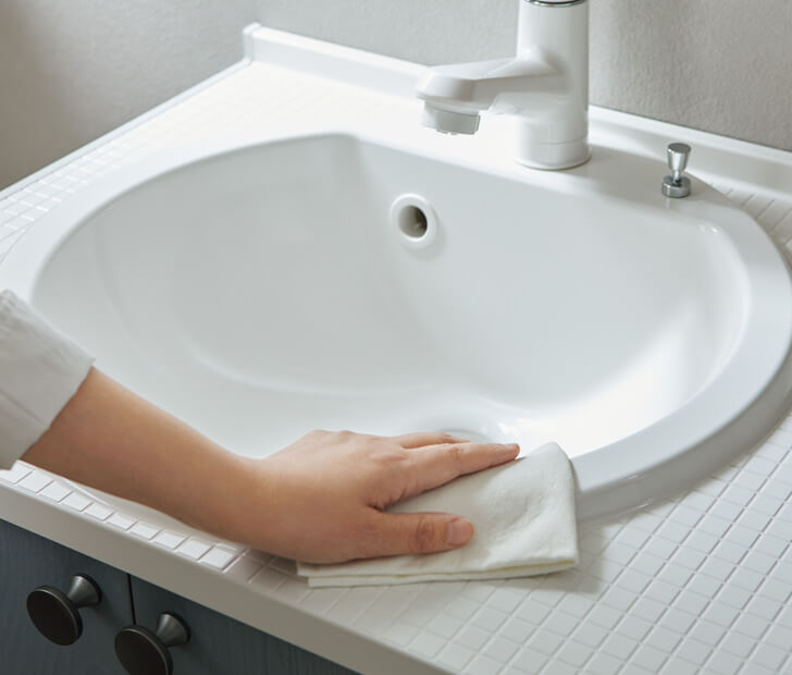 鹿児島の洗面台リフォーム・洗面化粧台の交換工事が最安値・タイル調カウンター